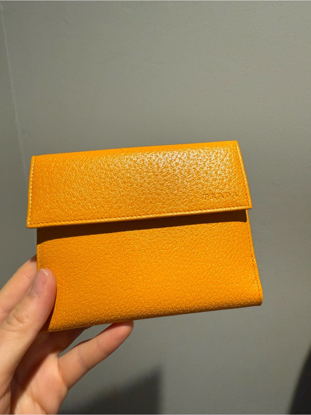 Prada Orange Yellow Bifold Wallet Almost New with Box